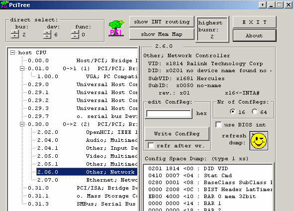 Write down all those values (on paper, or notepad): VID: x1814 (the ID for Ralink chipset) DID: 0201 SubVID: x1681 SubID: x0050